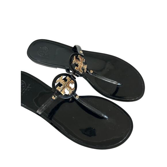 Tory Burch Black Sandals with Gold Accent - Picture 2 of 9